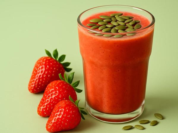 Zwei Zutaten, tausend Gründe: Warum der Smoothie aus Erdbeeren und Kürbiskernen ein wahrer Schatz für den Körper ist